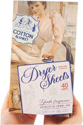 Dryer Sheets Fabric Softener – 40 Count | Anti-Static, Gentle on Clothes & Skin | Peony, Lavender, Cotton (Available in Multiple Scents) (Cotton Blanket)