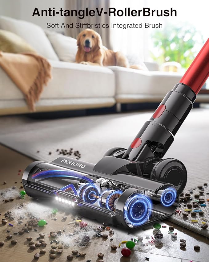 Cordless Vacuum Cleaner,48000Pa/580W/65Mins Vacuum Cleaners for Home,Self-Standing Stick Vacuum with Anti-Tangle Brush & OLED Touch Screen,Vacuum Cleaner for Hardwood Floors and Carpet,Pet Hair,Car