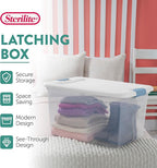 Sterilite 16 Pack Latching Box, 64 Qt Plastic Storage Container, Stackable Large Home or Office Tote Organizers with Secure Lids, White