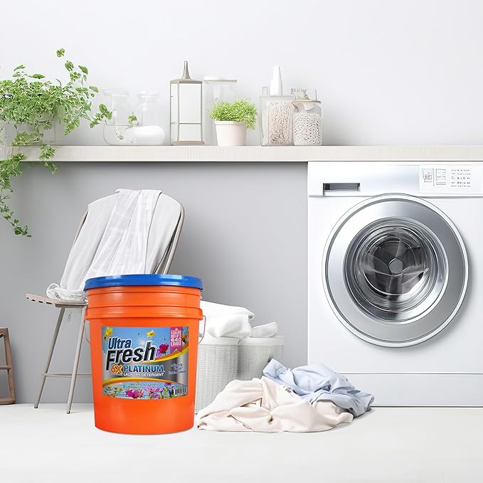 Ultra Fresh 5 Gallon Liquid Laundry Detergent Washing Soap with Spring Fresh Fabric Softener for All Machine Types, 6X Platinum, Up to 640 Loads