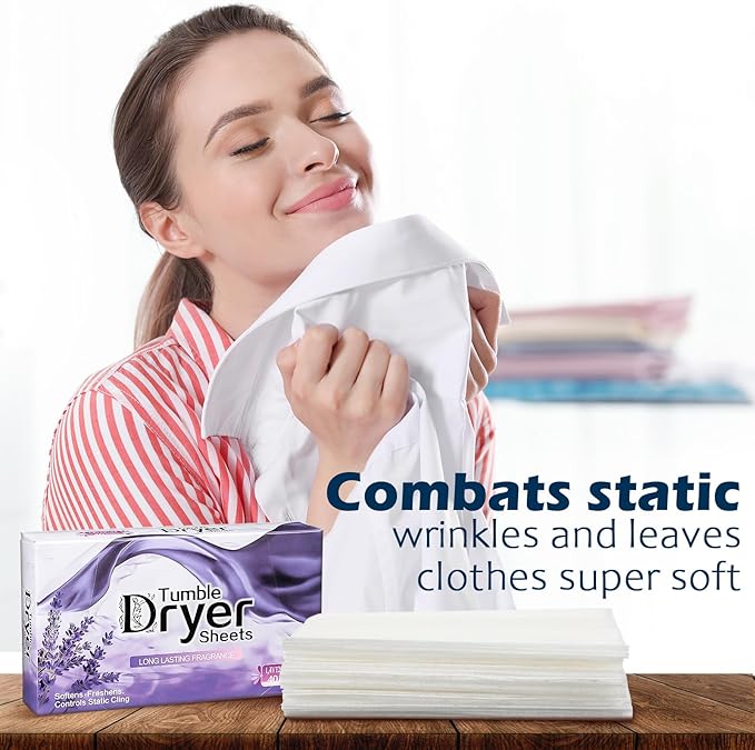 Hushee 320 Pcs Count Dryer Sheets Bulk Natural Fabric Softener Sheets Laundry Softener Naturally Softens and Removes Static Cling