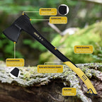 24" Splitting Axe Hatchet, Nylon Shock-Absorbing Handle, Camping Axe for Logs, Wood