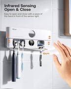 Bitvae Toothbrush Holder, Cleaning and Fast Drying, 5 Toothbrush Slots or Shaver Slot Accessories for Family, LED Smart Screen, Wall Mounted Holders for Bathrooms