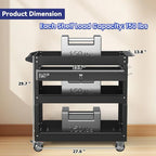 3 Tier Rolling Tool Cart with Drawer, 450 LBS Heavy Duty Utility Cart on Wheels, Service Cart for Garage, Workshop and Warehouse (Black)