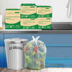 13 Gallon Flap Tie Compostable Trash Bags, 200 Count, Compost Bags Tall Kitchen Trash Bags, Sturdy Biodegradable Garbage Bags Food Scrap Waste Bags, ASTM D6400, US BPI Certified, Green