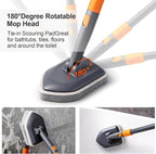 Tile Tub Scrubber Brush with 3 Different Function Cleaning Heads and 56" Extendable Long Handle-No Scratch Shower Scrubber for Cleaning Bathroom Kitchen Toilet Wall,Bathtub,Sink,Grey