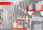 Wall Control 30WRK400GVR 4-Feet Metal Pegboard Standard Tool Storage Kit with Galvanized Toolboard and Red Accessories
