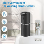 Automatic Liquid Soap Dispenser 12.8oz, Rechargeable & 6 Levels Soap Adjustable with Digital Display, Wall Mount, Waterproof, Touchless Hand/Dish Soap Dispenser for Kitchen, Bathroom, Hotel