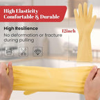 Rubber Cleaning Gloves for Dishwashing - 4 Pairs Kitchen Gloves for Washing Dishes, Reusable Household Gloves for Bathroom, Gardening (Small, Beige)