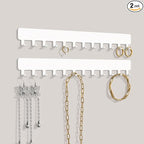 Bussdis Necklace Holder - Hanging Jewelry Organizer, Self-Adhesive, Wall Mount, 2 Pack, White