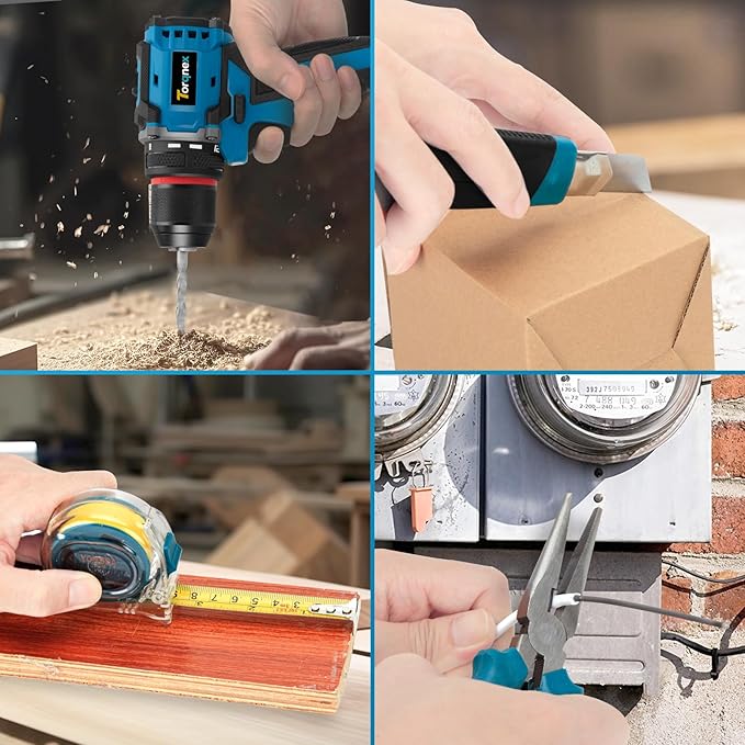 Cordless Drill, 21V Brushless Drill Tool Set with 2-Pack 2Ah Fast Charging Batteries, electric drill tool set, Screwdriver set for Home Renovation, Gardening Tools