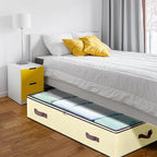 90L Under Bed Storage Containers, Closet Organizers and Storage Bins, Foldable Underbed Storages Bags for Blankets, Towels, Comforter, Sweaters, Pillows, Linen Sheets, Wrapping Paper, 4 Pack Beige