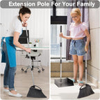 Yangbaga Long Handled Dust Pan and Broom Set for Home,Heavy Duty Metal Dustpans and Brooms,Upright Stand Up Design,54"Outdoor Broom and 38" Dustpan Combo for,Lobby Floor, Yard,Home Kitchen Office Use