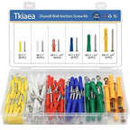 Drywall Anchors and Screws Kit 220Pcs, 110 Plastic Anchors, 110 Wall Screws, Includes 6 Different Size Wall Anchors and Screws for Drywall