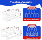 2 Pack Soda Can Organizer,Can Dispenser for Refrigerator Drink Storage Rack for Standard and Tall Can Pop Can Holders for Pantry Cabinet Clear