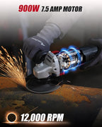 AVID POWER Angle Grinder 7.5-Amp 4-1/2 inch Electric Grinder Power Tools with Grinding Wheels, Cutting Wheels, Flap Disc and Auxiliary Handle for Cutting, Grinding, Polishing & Rust Removal - Dark Red