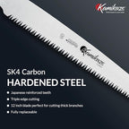 EZ Kut Kamikaze Straight Blade Pruning Saw – 18" Heavy Duty SK5 Carbon Steel – Japanese Pull-Cut Technology – Ergonomic Anti-Fatigue Grip – Tree Trimming Hand Saw with Scabbard