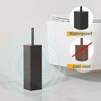 RUACQ Toilet Brush and Holder Set 2pcs,Square Toilet Bowl Brush for Bathroom with 304 Stainless Steel Handle Toilet Cleaner Brush with Durable Scrubbing Bristles,Splash-Proof (Matte Black)