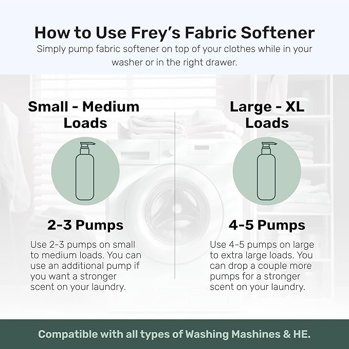 FREY Natural Liquid Fabric Softener & Conditioner | Laundry Softener for Clothing | Works In All Machines + HE | Powered by Natural Ingredients (2-pack, Cedar Grove)