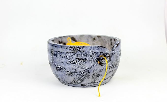 Exquisite Premium Yarn Ball Storage Bowls | Hand Painted Lovely Decor Yet Functional Yarn Dispenser (Small (6 x 3 x 6 Inches), Ash Grey)
