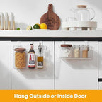 vacane 2 Pack Plastic Over Cabinet Door Organizer with Removable Hooks, Clear Hanging Baskets for Organizing Over the Cabinet Organizer Holder for Kitchen, Bathroom-Hang Outside or Inside Door-XL