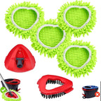 4 Pack Spin Mop Replacements Head Compatible for Oceda EasyWring 1-Tank System,Microfiber Spin Mop Refills Head,1 Mop Scrub Brush + 1 Mop Base + 4 Pack Cleaning Floor Mop Head（Green)