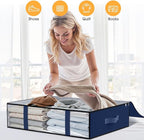 StorageRight Under Bed Storage Bags 10 Pack, 40L Large Clothes & Comforter Storage Containers with Clear Window, Breathable Fabric Organizer for Blankets, Bedding, Seasonal Clothing, Blue