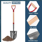 Garden Shovel Round Digging Shovel Heavy Duty Shovels for Digging Trenching Gardening Camping, 43 inches