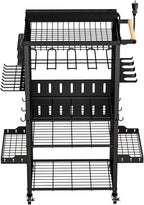 All-Metal Heavy-Duty Power Tool Organizer with Charging Station 8 AC Power Outlet Charging Station Tool Organizer 5 Layers + 5 Side Hooks Integrated Design Tool Organizers and Storage Practical