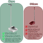 Dust Pans with Long Handle,Heavy Duty Metal Dust Pan with Handle,Upright Stand Up Dustpan with Dust Pan Teeth to Clean Hair for Home Kitchen Office Lobby Floor Garden