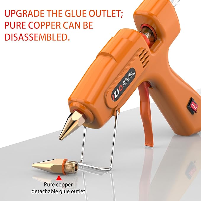 IZIO Hot glue gun and sticks set with 21 glue sticks (7/16")& storage pouch, ideal for bonding wood, fabric, plastic, diy projects, home repairs,handmade crafts，photo frames, diy fairy gardens,orange