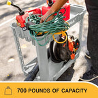 Olympia Tools 2-Shelf Plastic Utility Cart - Supports Up to 500 lbs, Ergonomic Handle - Heavy Duty Plastic Utility Cart - Great for Warehouse, Garage, Manufacturing, Cleaning (Grey)