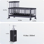 Kitchen Soap Dispenser Set with Sink Caddy, 12 Oz Glass Bottle, Hand and Dish Soap Dispenser Set with Sponge Holder (Black Sink Caddy + Black Bottle)