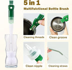 XYFuuee 5 Pack Dish Bottle Brush Set with 5-in-1 Cup Cleaning Brush, Dish Scrub Long Handle Brush with Scraper Tip, 3 Straw Cleaner Brushes for Stanley, Washing Kitchen Sink Pot Pan Water Bottle Stove