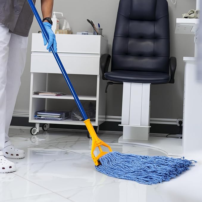Matthew Cleaning 20oz 6Pack Cotton Floor Mop,Cotton Looped-Open String Heavy Duty String Refills, Universal Headband Blend,Mop Head Replacement for Home, Industrial and Commercial Use(Blue)