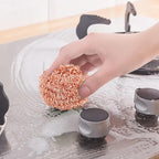 6Pcs Copper Scrubber, Heavy-Duty Non Scratch Copper Sponge Reusable Scouring Pads for Cast Iron, Stainless Steel, Oven Racks, Grills