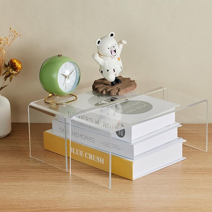 Clear Cabinet Shelf Organizers, 2 Pack Shelf Risers Kitchen Cabinets, Spice Rack for Dishes, Soda Cans and Cup（11.8 x 4.72 x 4.72 Inch）