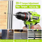 21V Cordless Drill & Impact Driver Combo Kit, 3/8" Drill & 1/4" Impact Driver, 2×2000mAh Batteries, Fast Charger, 16-Piece Bit Set for DIY Projects, Furniture Assembly & Home Repairs