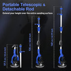 Drywall Sander, 1000W Popcorn Ceiling Removal Tool, Foldable Automatic Drywall Sander with Vacuum Dust Collection, LED Light, 6 Variable Speed 800-2200RPM,15Pcs Sanding Discs (Blue）