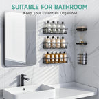 Veken Shower Caddy 6-Pack, Advanced Rustproof Design, No Drilling Adhesive Shelves, Rack with Soap Holder, Large Capacity Bathroom Organizers and Storage, Wall-Mounted Kitchen & Home Decor