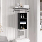 Hanging Closet Organizer - 3-Shelf, Easy Mount Foldable Wardrobe Storage Shelves for Clothes, Handbags, Shoes & Accessories - Washable Oxford Cloth Fabric, Black