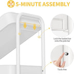 TOOLF 4-Tier Metal Rolling Cart with Wheels, Storage Utility Organizer Cart for Kitchen, Bathroom, Office, Baby Essentials & Makeup - Lockable Casters, Easy Assembly, Large Capacity, White