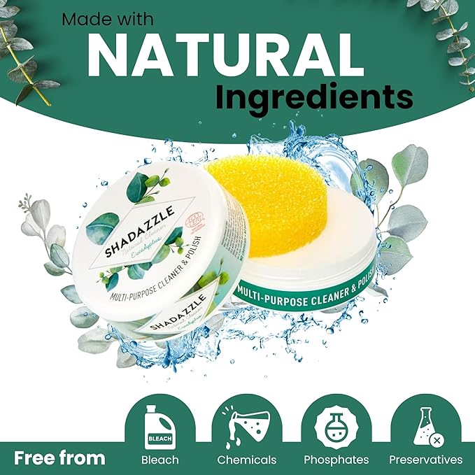 Shadazzle Natural All Purpose Cleaner and Polish – Eco friendly Multi-purpose Cleaning Product (2 Pack, Eucalyptus)