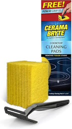 Cerama Bryte 10 Pack Cleaning Pads Cooktop, Stove Top Cleaner and Glass includes 1 Pow-R Grip Tool for easy cleaning