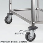 CURTA Stainless Steel Serving Trolley, 38" L x 20" W x 37" H 3 Tiered Shelf Kitchen Utility Cart, Rolling Casters Brake Wheel, Commercial Pro for Restaurant/Hotel/Lab/Clinic/Salon/Workshop