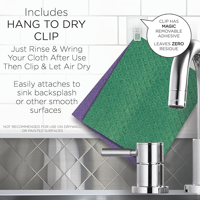 LOLA Wowables XL Swedish Dishcloths, 30 Reusable Eco Cleaning Cloths, 11" x 10", Ultra Absorbent Cellulose Sponge Towel, Compostable, Made in Germany