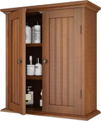 ChooChoo Bathroom Wall Cabinet, Over The Toilet Space Saver Storage Cabinet, Medicine Cabinet with 2 Door and Adjustable Shelves, Cupboard, Navy Blue
