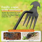 Weed Puller Tool Garden Weed Pulling Tool– 15.7” Portable Garden Weeder, 4 Teeth Manganese Steel Forged Hand Tool for Uprooting Weeds, Ideal for Gardening (1PCS)