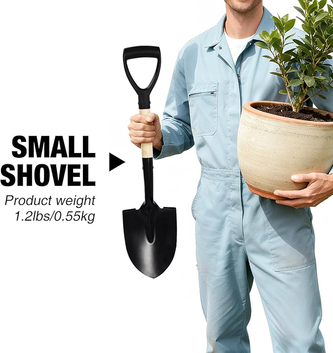 REDCAMP 27" Shovel for Digging, Garden Spade Tool with D-Handle, Manganese Steel Wooden Handel Spade Digging Tool,Beach,Sand Car Snow Shovel, 2 Pack