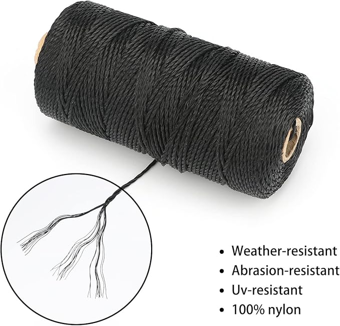 jijAcraft 426 Feet Black Nylon String, #36 Braided Mason Nylon Line, 100% Nylon Brick Line String, Durable Construction String Building Line for Masonry, Climbing Plants, Gardening, Crafting